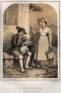 Trajes de Auvernia - El guía de Murol - Grabado en “Las veladas de mi tío recuerdos y relatos de viajes” por MORING MICHEL - Finales del siglo XIX de French School