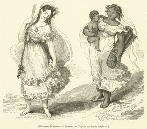 Trajes de mujer en Panamá (grabado) de French School