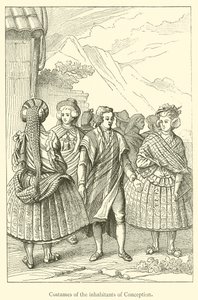 Trajes de los habitantes de Concepción (grabado) de French School