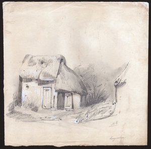 Cabaña en Francia (Dibujo, ca. 1830) de French School