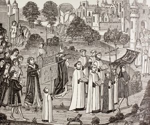 El Conde Renier llevando el cuerpo de Santa Verónica a la iglesia de St. Waudru en Mons, de 