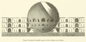 Corte de un plano de cementerio para la ciudad de Chaux de French School