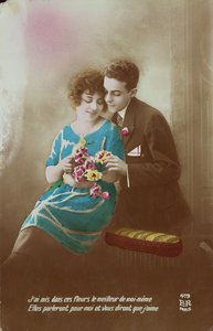 Pareja con flores, 1910-20 de French School
