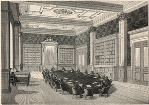 Cour des comptes - biblioteca y sala del consejo - Grabado en "Tableau-de-Paris" por Edmond Texier 1852 de French School