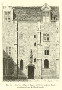 Patio del colegio de Bayeux, 1848; según un dibujo comunicado por M. Albert Lenoir de French School