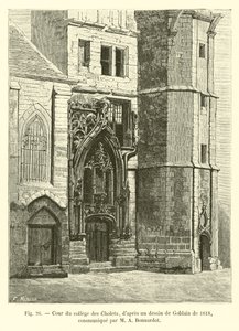 Patio del colegio de Cholets, según un dibujo de Goblain de 1818, comunicado por M. A. Bonnardot de French School