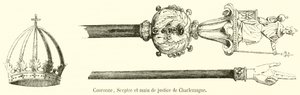 Corona, Cetro y mano de justicia de Carlomagno de French School