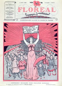 Portada de la revista Floreal celebrando el cuadragésimo aniversario de las Ecoles Laiques en Francia, 2 de julio de 1921