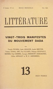 Portada de la revista literaria mensual Litterature dedicada al movimiento Dada, mayo de 1920