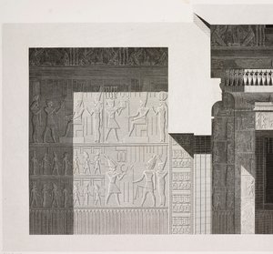 Sección transversal del Pequeño Templo del Sur, detalle, Complejo del Templo de Karnak, Tebas, Luxor, Egipto. de French School