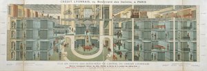 Sección transversal del sótano del Crédit Lyonnais, 19 Boulevard des Italiens, c.1878-82