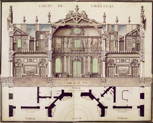 Plano seccional del Château de Marly, 1714 de French School