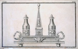 Juego de vinagreras en soporte, de un libro de patrones de diseños de metal neoclásico compilado por Duhamel, c.1770s-80s de French School