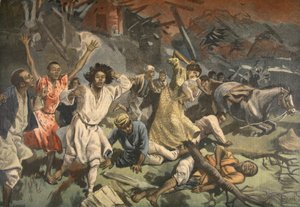 Ciclón en Mayotte, ilustración de Le Petit Journal: Suplemento ilustrado, 1898 de French School