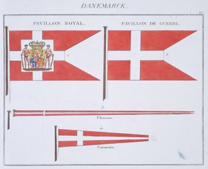 Banderas danesas, de un libro francés de banderas, c.1819 de French School