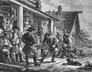 Danza campesina rusa. Grabado de Durand después de una impresión rusa. de French School