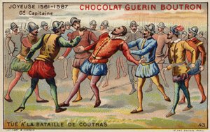 Muerte de Anne, duque de Joyeuse, en la Batalla de Coutras de French School
