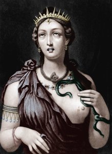 Muerte de Cleopatra VII, reina macedonia de Egipto (grabado en color)
