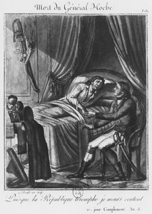 Muerte del General Louis Lazare Hoche el 19 de septiembre de 1797, grabado por Labrousse (siglo XVIII) (grabado)