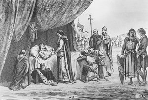 Muerte de Luis IX en 1270 (grabado) de French School