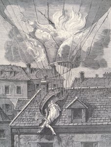 Muerte de Madame Blanchard en un accidente aeronáutico en 1819 de French School