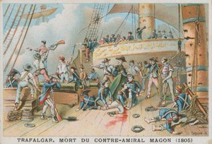 Muerte del contralmirante francés Magon en la Batalla de Trafalgar, 1805 de French School