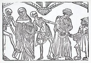 La muerte con un monje y un usurero de French School