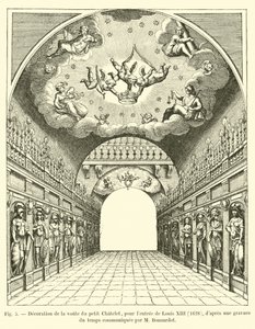 Decoración de la bóveda del petit Chatelet, para la entrada de Luis XIII, 1628, según un grabado de la época comunicado por M. Bonnardot de French School