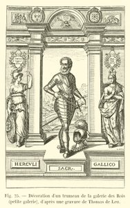 Decoración de un trumeau de la galería de los Reyes, pequeña galería, según un grabado de Thomas de Leu de French School