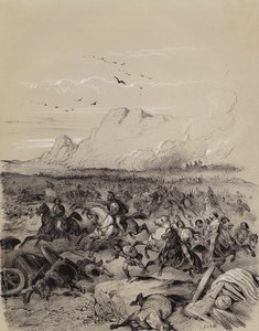 Derrota de los invasores cimbrios por el general romano Gayo Mario en la Batalla de Vercellae, Italia de French School