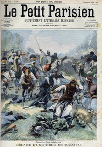 Derrota de una tribu tuareg contra los franceses en el sur de Argelia, en "Le Petit Parisien" de French School