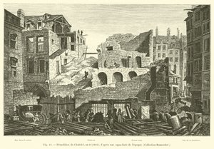 Demolición del Châtelet, año 10, 1802; según una aguafuerte de la época, colección Bonnardot de French School