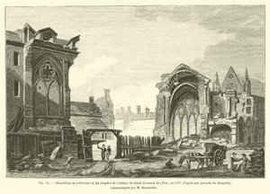 Demolición del refectorio y del capítulo de la abadía de Saint-Germain des Prés, en 1797, según una gouache de Demachy, comunicada por M Bonnardot de French School