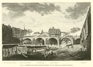 Demoliciones de las casas del puente Notre-Dame en 1786, según una acuarela de Demachy de French School