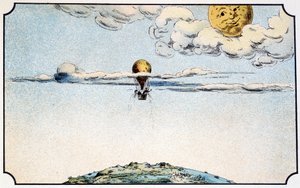 Partida hacia la luna en un globo - en “Viaje a la luna” de A. de Ville-d