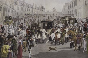 Salida de Napoleón de Fontainebleau, 20 de abril de 1814 de French School
