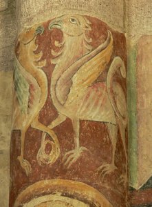 Representación de una vista interna con pinturas murales