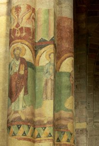 Representación de una vista interna con pinturas murales de French School