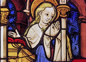 La Virgen María en la Anunciación, originalmente del Alto Rin de French School