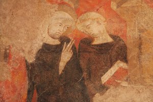 Representación de dos monjes de French School