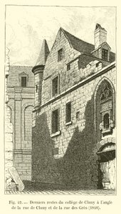 Últimos restos del colegio de Cluny en la esquina de la rue de Cluny y la rue des Gres, 1848 de French School