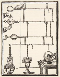 Descargas eléctricas en aire enrarecido, 1753, copia de Boris Mestchersky (d.1957) ilustración de Histoire de la Nation Francaise, Sciences, Volúmenes I y II, por Gabriel Hanotaux (1853-1944), 1924
