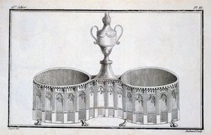 Diseño de Pugin, de un libro de patrones de diseños de metal neoclásico compilado por Duhamel, c.1770s-80s