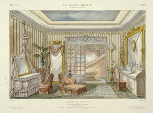 Diseño para un cuarto de baño de Le Garde-Meuble, Pub. París, c.1890 (litografía en color)