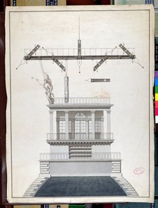 Diseño para una estación de telégrafo Chappe para una de las cúpulas del Louvre, París, principios del siglo XIX de French School