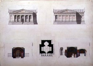 Diseño para un mausoleo de estilo renacimiento griego, c.1835 de French School
