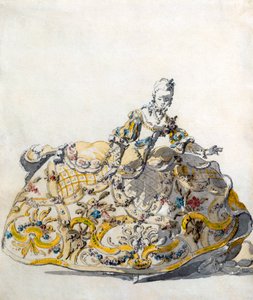 Diseño para un vestido de dama, 1780s de French School