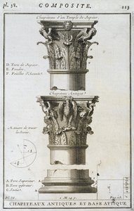 Diseño para un capitel antiguo y base de un Templo de Júpiter de French School