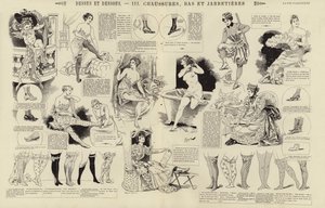 Dessus et dessous, Chaussures, bas et jarretieres (grabado) de French School