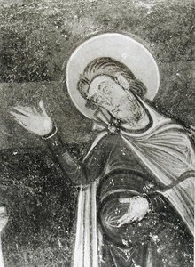 (detalle) de San Savin, de un fresco que representa a San Savin y San Cipriano siendo liberados de las bestias, c.1100 (fresco) de French School